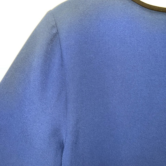 Ann Taylor Dress Womens Size Medium Blue Black Polyester V-Neck Classic - Picture 11 of 15